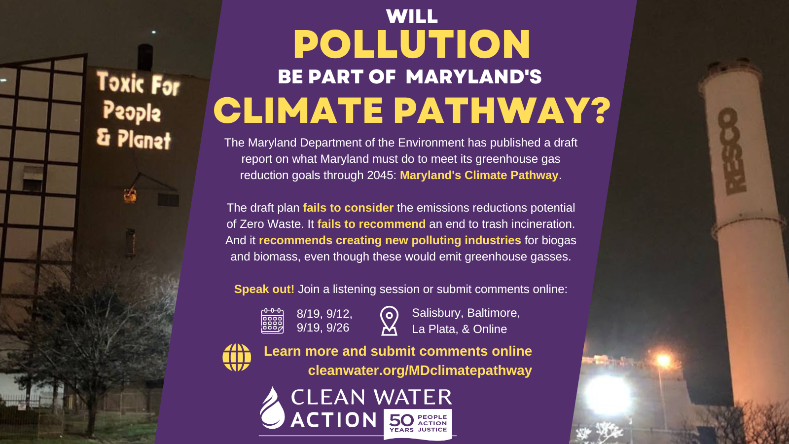 Will Pollution be Part of Maryland's Climate Pathway? Speak out now